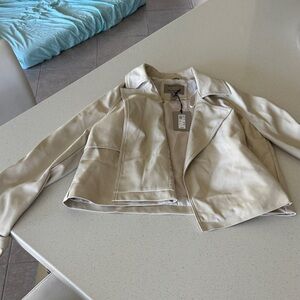 River Island Women's Beige Leather Jacket